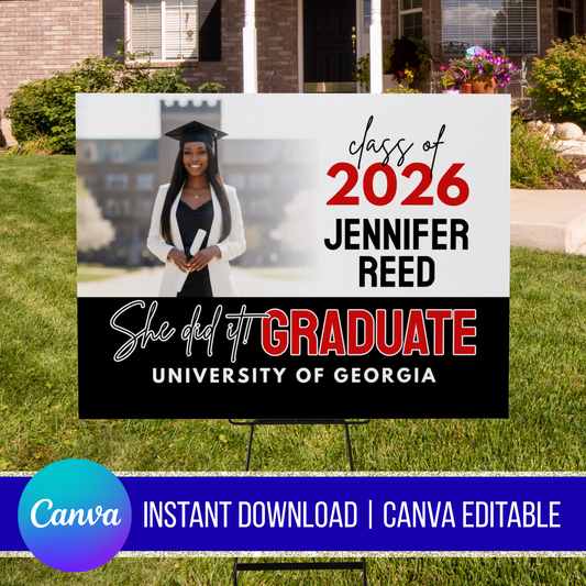 They Did It Graduation Yard Sign Canva Instant Download