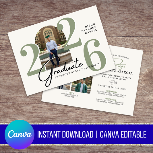 The Academic Arc Graduation Invitation Canva Instant Download