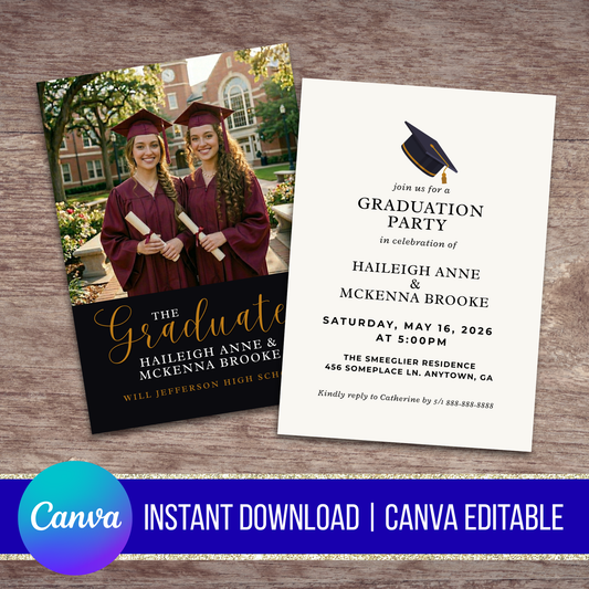 The Graduates Graduation Invitation Canva Instant Download