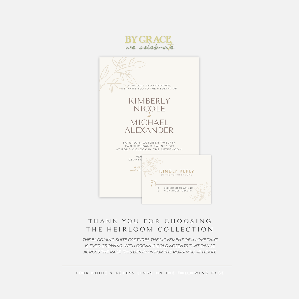 The Blooming Suite | Minimalist Wedding Invitation Canva Template