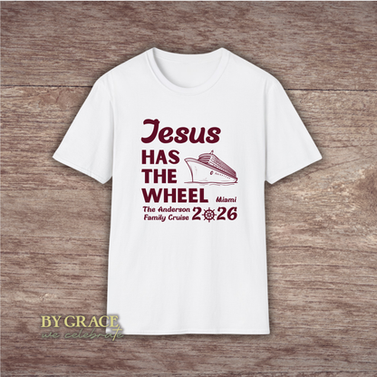 Custom Jesus Has the Wheel Cruise Matching T-Shirt | Bulk Wholesale Order