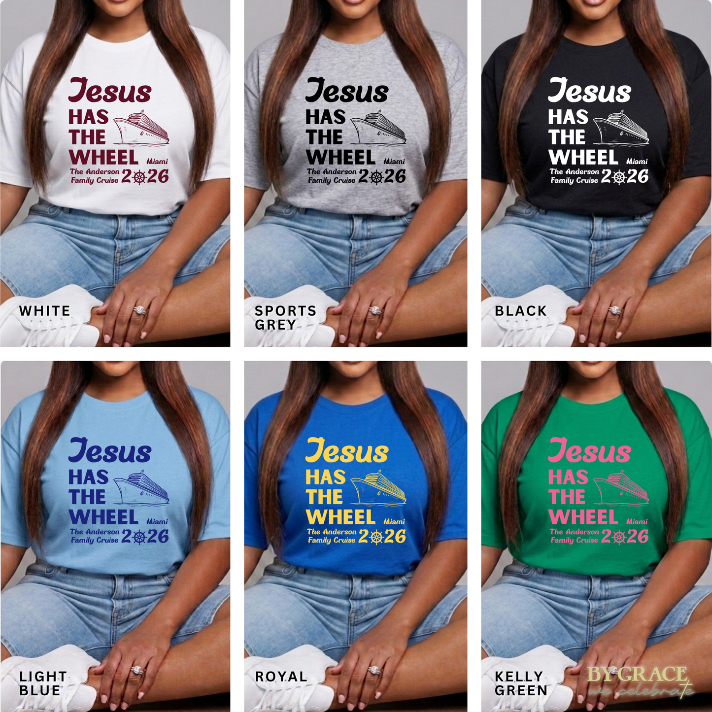 Custom Jesus Has the Wheel Cruise Matching T-Shirt | Bulk Wholesale Order