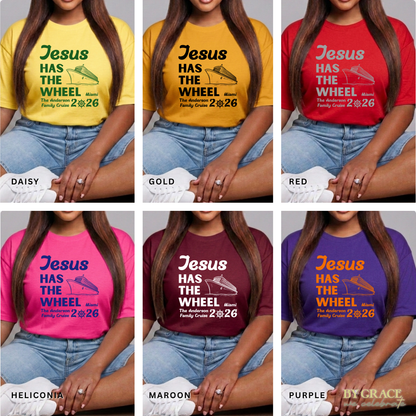 Custom Jesus Has the Wheel Cruise Matching T-Shirt | Bulk Wholesale Order