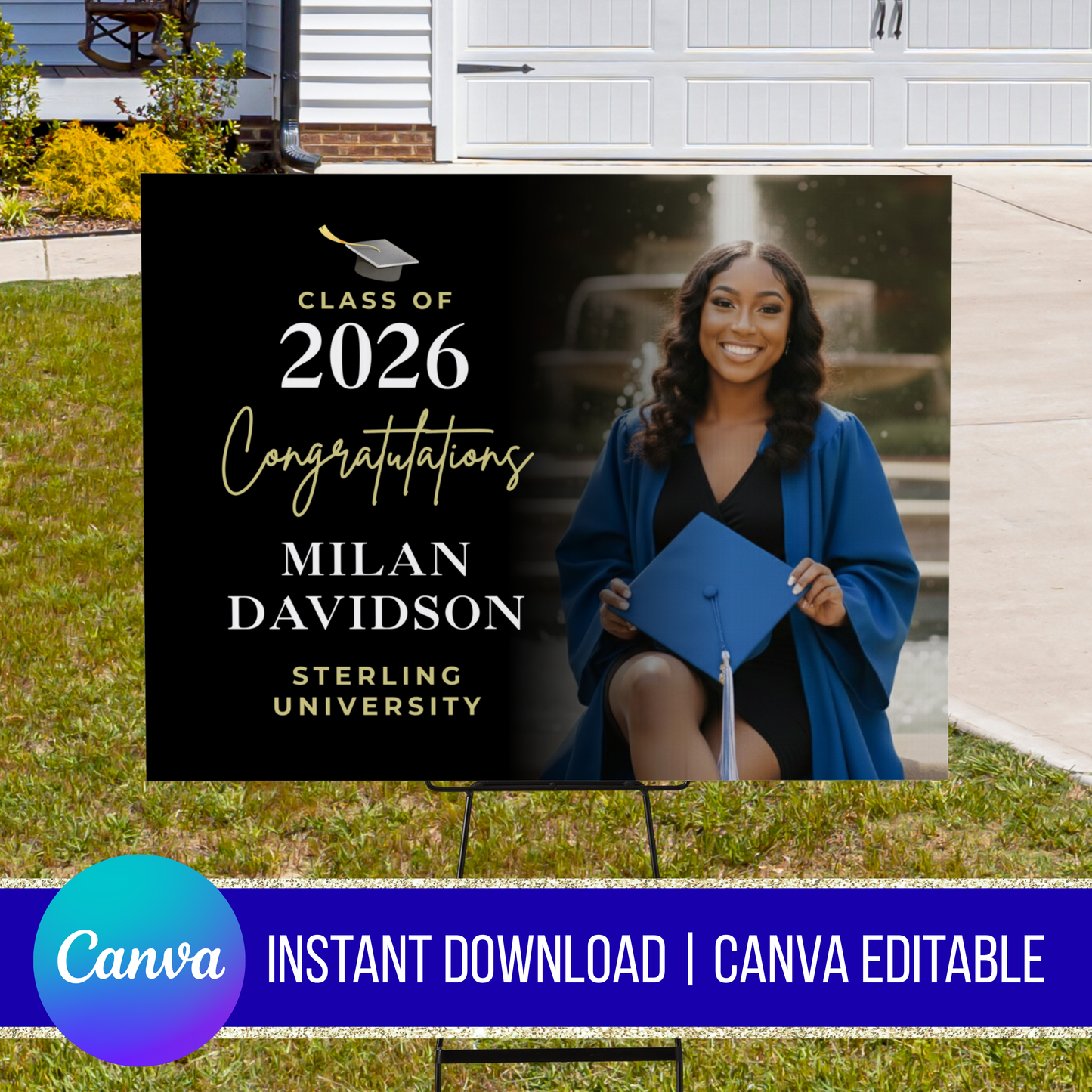 Sterling Scholar Graduation Yard Sign Canva Instant Download