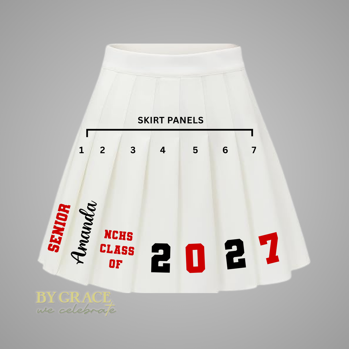 Custom Personalized Pleated Spirit Skirt | Senior, Team & Birthday