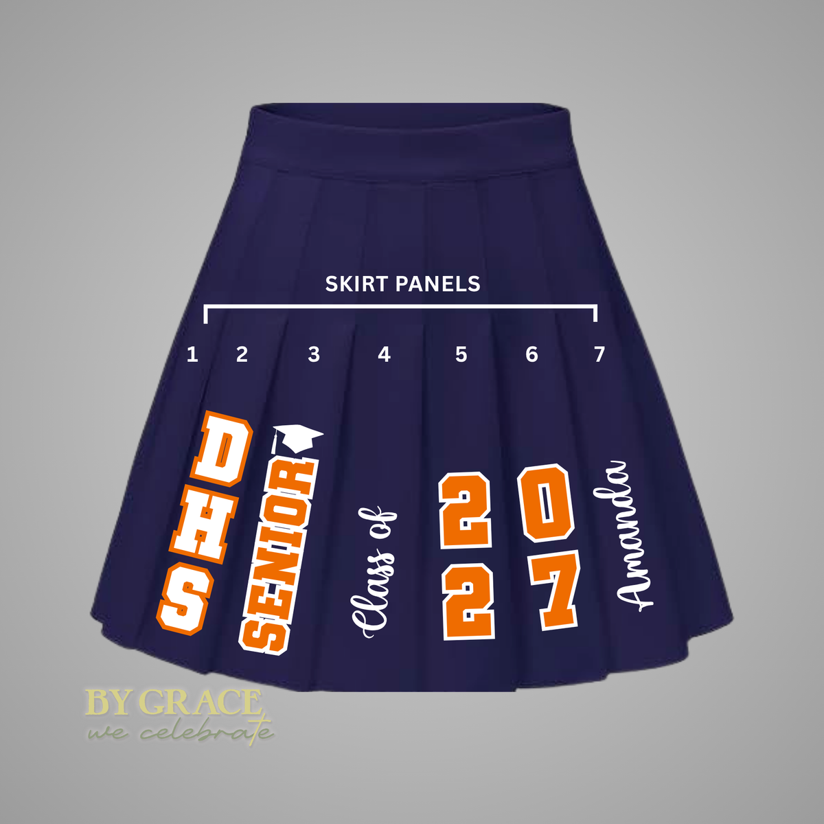 Custom Personalized Pleated Spirit Skirt | Senior, Team & Birthday